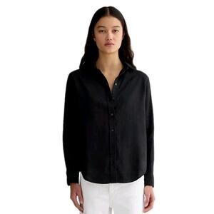 EVERLANE The Must-Have Shirt Black Linen Long Sleeve Button Front Women's 6